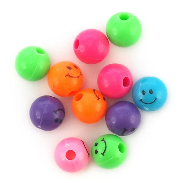 Plastic Happy Face Smiley Beads