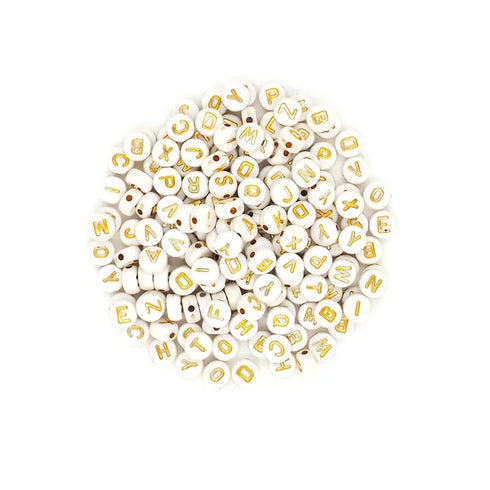 Plastic Round Alphabet Beads (available in 2 colours)