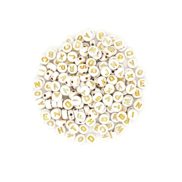 Plastic Round Alphabet Beads (available in 2 colours)