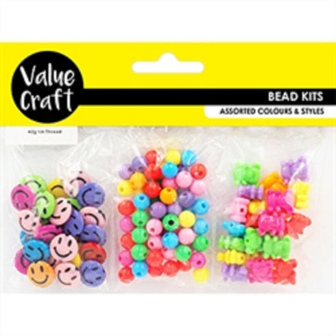 Smiley Face Triple Pack Plastic Beads