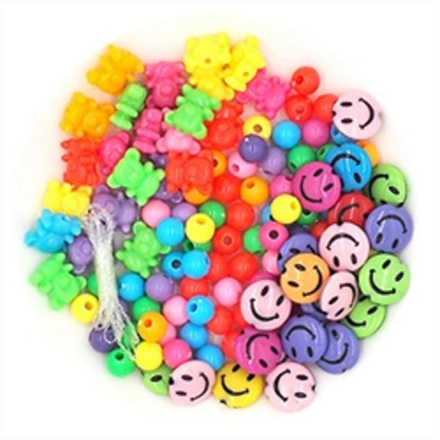 Smiley Face Triple Pack Plastic Beads