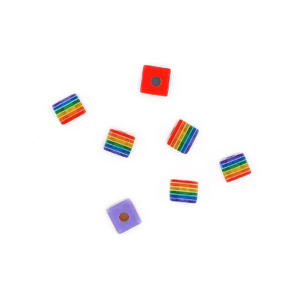 Plastic Square Rainbow Beads