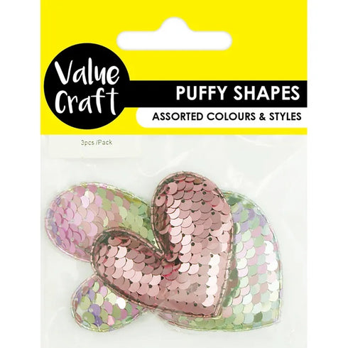 Puffy Sequined Heart Shape Embellishment