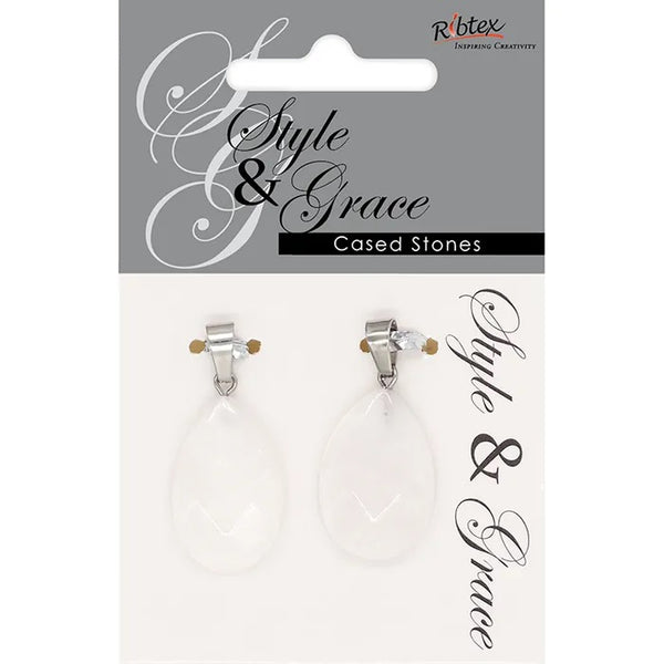 Quartz Stone Teardrop Facet Pendant