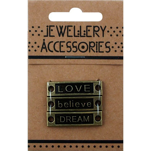 Rectangular Love, Believe & Dream Charms (available in 2 colours)