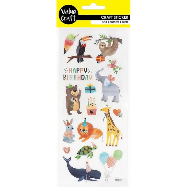 Self Adhesive Animals Happy Birthday Craft Stickers