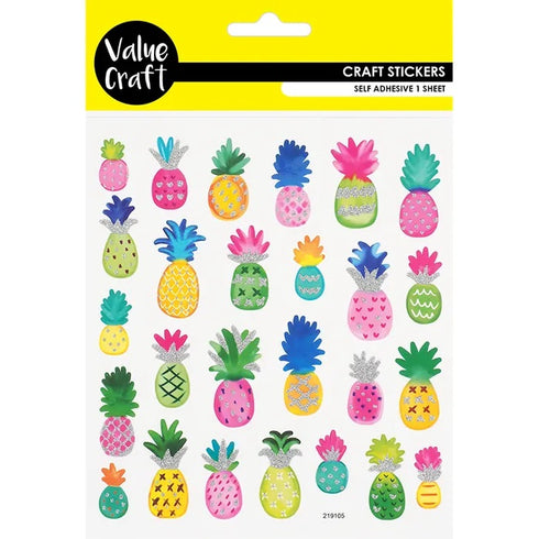 Self Adhesive Glitter Rainbow Pineapples Sticker