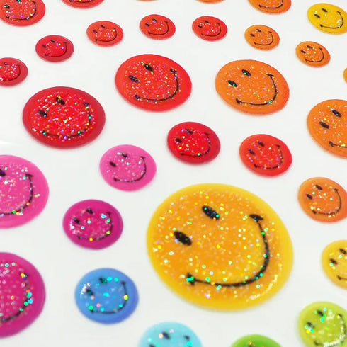 Self Adhesive Glitter Rainbow Smilies Sticker