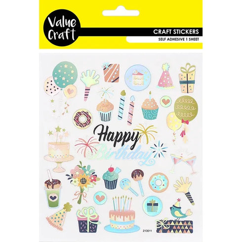 Self Adhesive Happy Birthday Craft Sticker