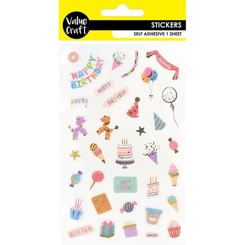 Self Adhesive Happy Birthday Theme Craft Stickers