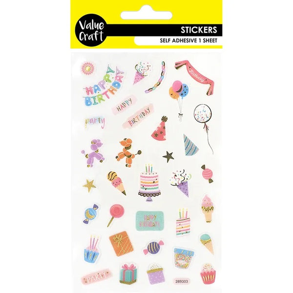 Self Adhesive Happy Birthday Theme Craft Stickers