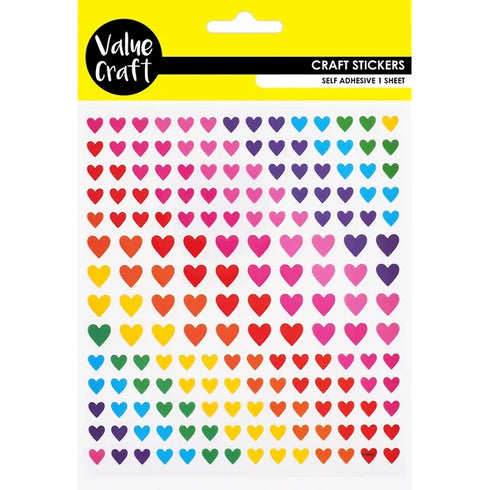 Self Adhesive Rainbow Hearts Stickers