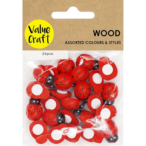 Self Adhesive Wooden Lady Bird Shape Embellishment