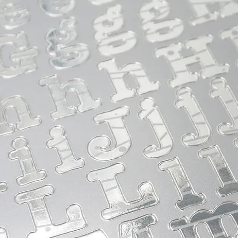 Silver Alphabet Flat Peel Stickers