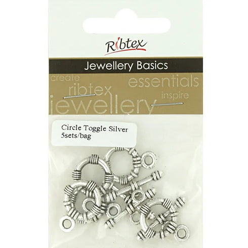 Silver Colour Metal Alloy Circle Shape Toggle Clasp