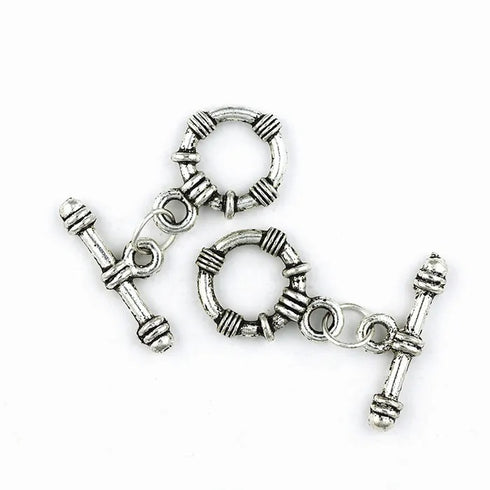 Silver Colour Metal Alloy Circle Shape Toggle Clasp