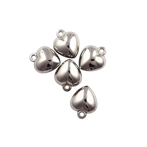 Silver Colour Plastic Heart Charms