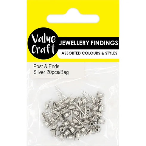 Silver Colour Post & Ends Earring Studs