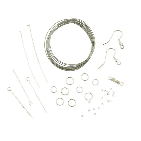Silver Colour Triple Pack Jewellery Finding Starter Kit