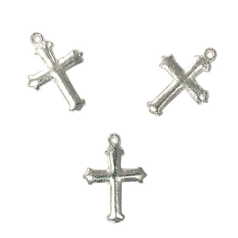 Silver Colour Cross Shape Charms