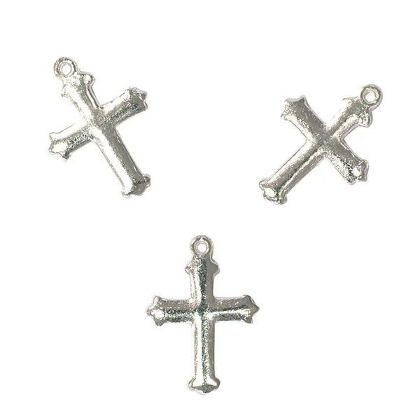 Silver Colour Cross Shape Charms