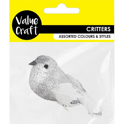 Silver Glitter Craft Bird