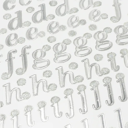 Silver Glitter Lowercase Alphabet Stickers