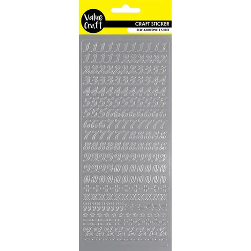 Silver Numbers Flat Peel Stickers