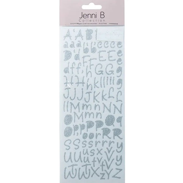 Silver Self Adhesive Glitter Alphabet Stickers