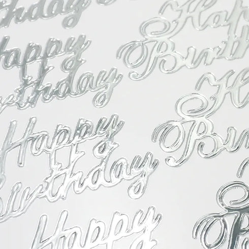 Silver Self Adhesive Happy Birthday Peel Stickers