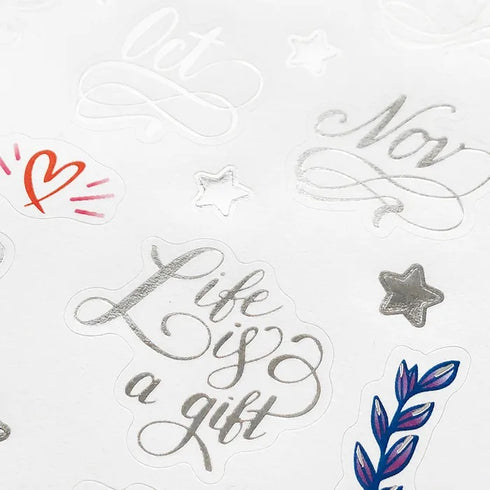 Silver Self Adhesive Months Planner Stickers