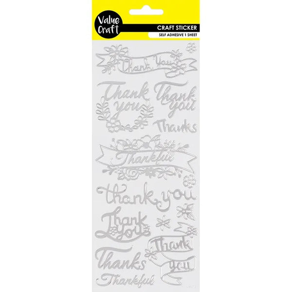Silver Thank you Flat Peel Stickers