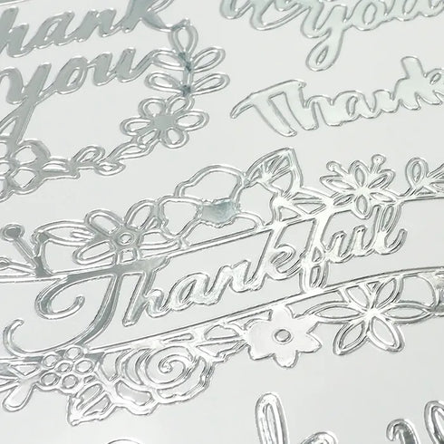 Silver Thank you Flat Peel Stickers
