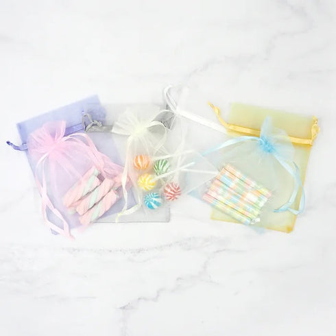 White Colour Small Organza Gift Bags