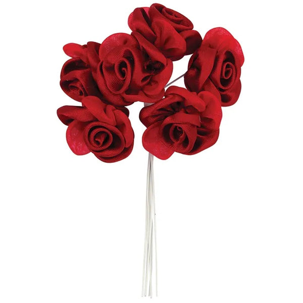 Small Satin-Organza Rose Flowers (available in 4 colours)
