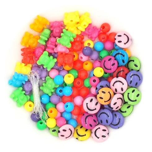 Smiley Face Triple Pack Plastic Beads