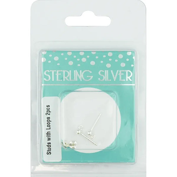 Sterling Silver Round Studs With Loop