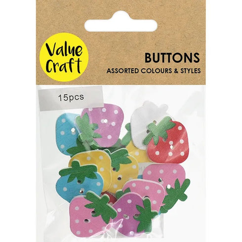 Strawberry Shape Wooden Buttons