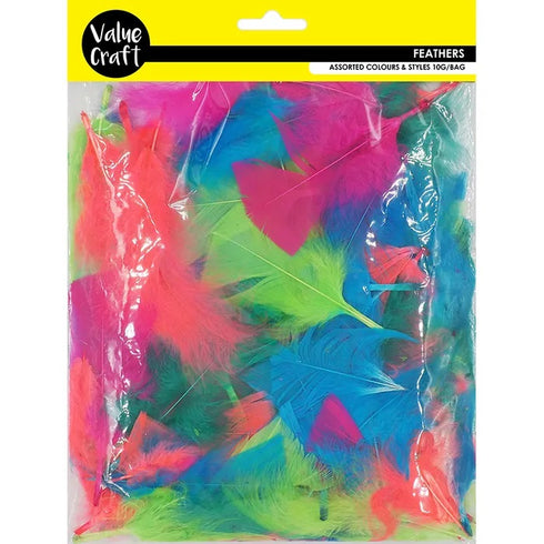 Summer Fluro Colour Craft Feathers