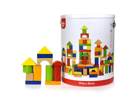 Wooden Building Block Set - 100pcs