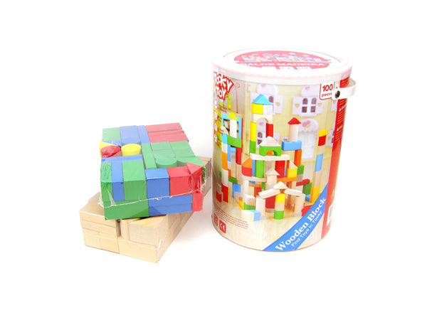 Wooden Building Block Set - 100pcs