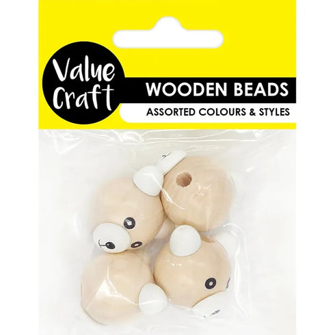 Teddy Bear Wood Beads