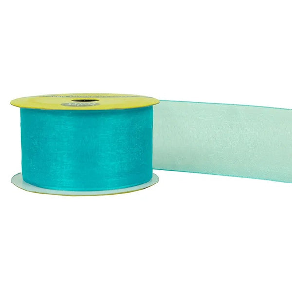 38mm Turquoise Organza Woven Edge Ribbon