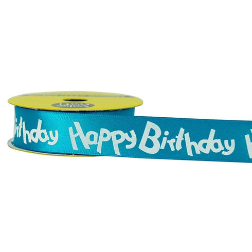 Turquoise Ribbon with Happy Birthday Printed