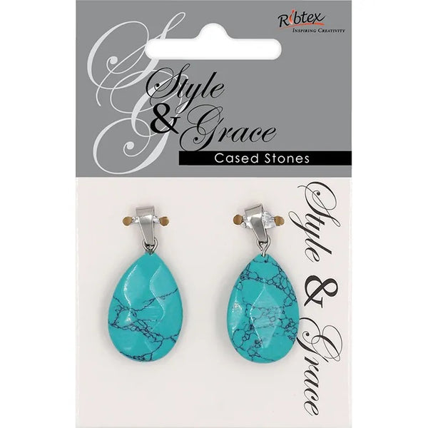 Turquoise Stone Teardrop Facet Pendant