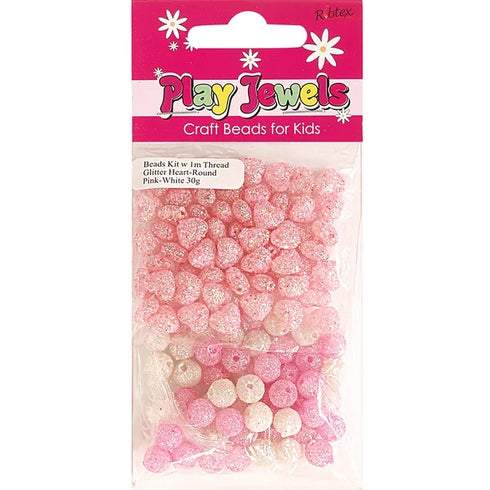 Twin Pack Glitter Heart & Round Bead Kit