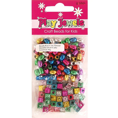 Twin Pack Metallic Oval & Cube Bead Kit