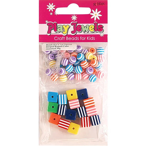 Twin Pack Striped Round & Cube Bead Kit