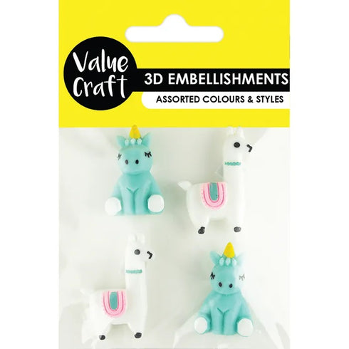 Unicorn & Llama Shapes Resin Embellishments