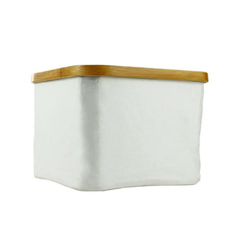 White Colour Small Bamboo Frame Storage Basket